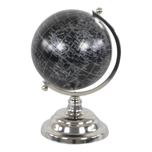 Mappamondo Colombo Con Base In Metallo Silver 17,5x16x27cm