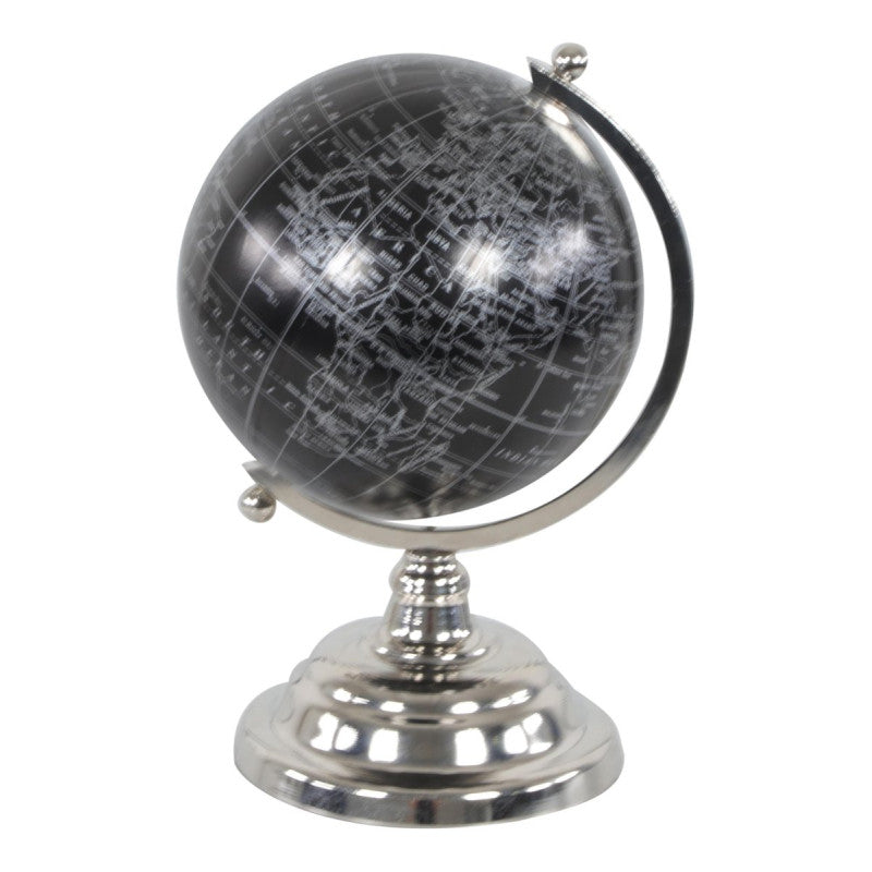 Mappamondo Colombo Con Base In Metallo Silver 17,5x16x27cm