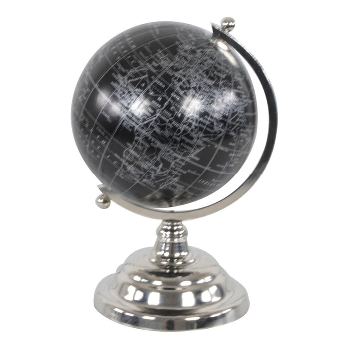 Mappamondo Colombo Con Base In Metallo Silver 17,5x16x27cm