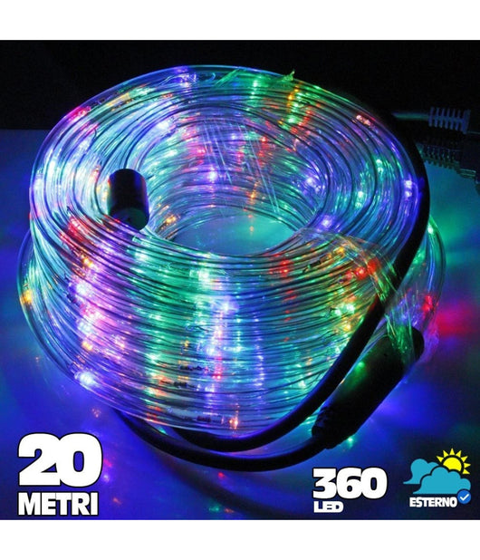Tubo Luminoso A Led 360 Luci Multicolor 20 Metri Per Uso Esterno + Controller         