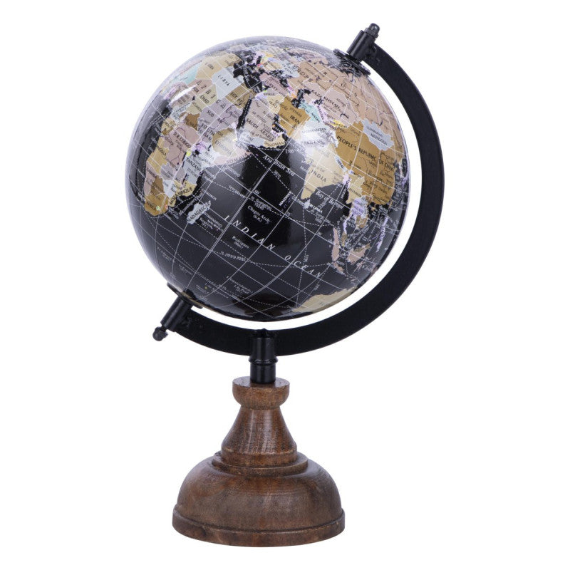 Mappamondo Geo Con Base In Legno 15,5x14x26 Naturale,legno