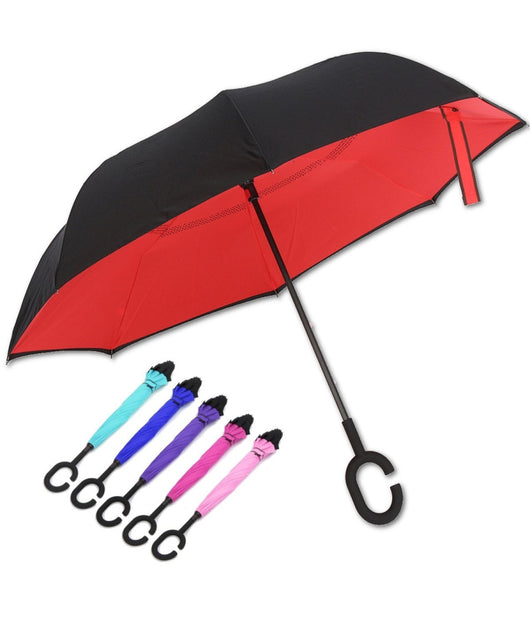 Ombrello Reversibile Apertura Al Contrario Auto Rovesciato Anti Pioggia Moda         