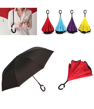 Ombrello Reversibile Apertura Al Contrario Auto Rovesciato Anti Pioggia Moda         