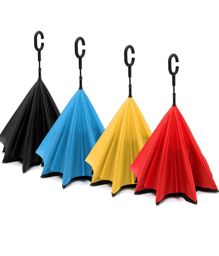 Ombrello Reversibile Apertura Al Contrario Auto Rovesciato Anti Pioggia Moda         