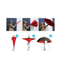 Ombrello Reversibile Apertura Al Contrario Auto Rovesciato Anti Pioggia Moda         