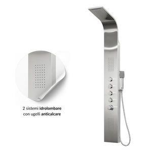 Colonna doccia termostatica siria 4 funzioni getto a cascata bocchette lombari *** finitura- spazzolato, confezione 1