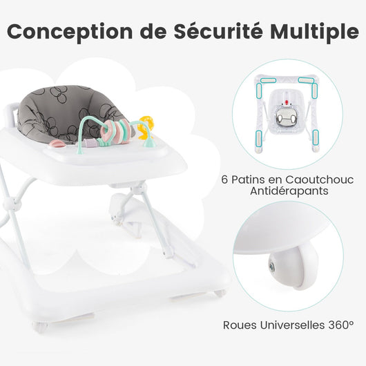 Girello pieghevole 70,5 x 58 x 50,5 cm sicuro ed ergonomico stile moderno grigio PP 20_0014557