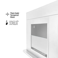 Marco Aurelio - Camino a bioetanolo da terra freestanding, biocamino da pavimento, 73x20xH75 cm colore bianco