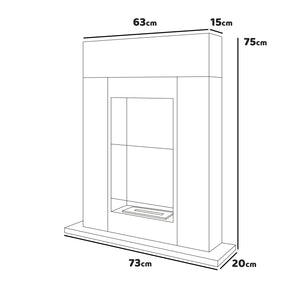 Marco Aurelio - Camino a bioetanolo da terra freestanding, biocamino da pavimento, 73x20xH75 cm colore bianco