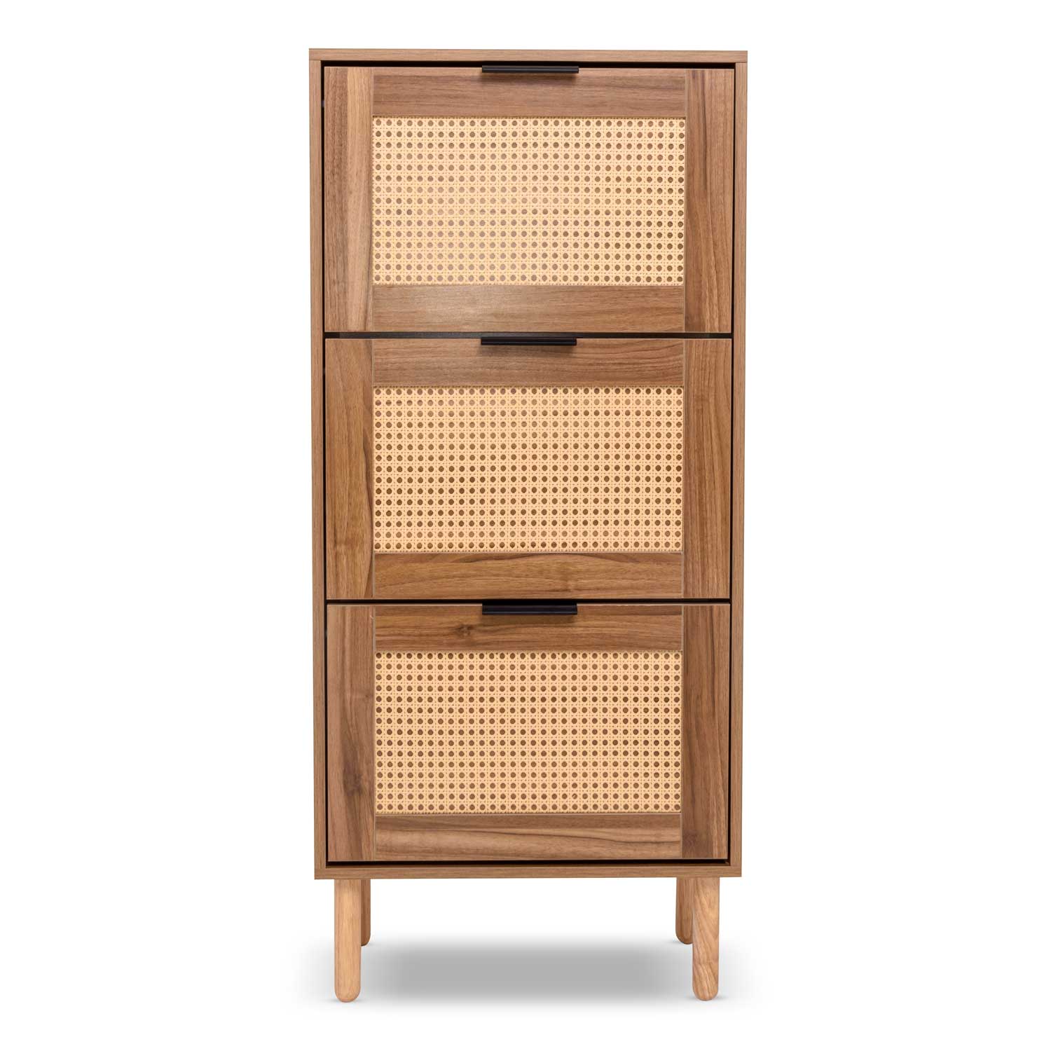 Mariachi - Scarpiera a 3 ripiani in legno con inserti in rattan