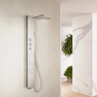 Pannello doccia termostatico in acciaio cromato con doccino, 3 funzioni | Marmore