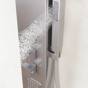 Pannello doccia termostatico in acciaio cromato con doccino, 3 funzioni | Marmore