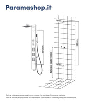 Pannello doccia termostatico in acciaio cromato con doccino, 3 funzioni | Marmore