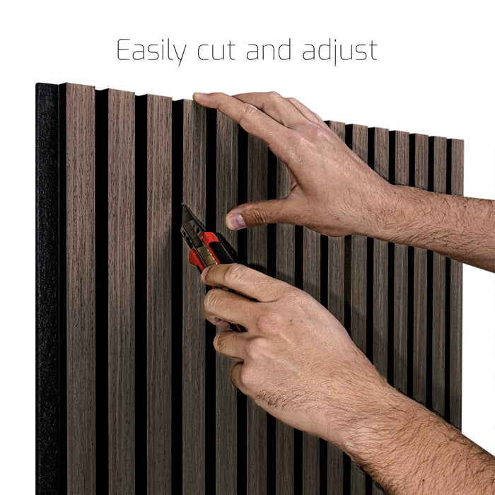 Mozart - Set di 2 pannelli fonoassorbenti decorativi in legno 235x60 cm, marrone scuro