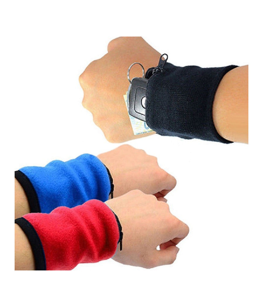 Marsupio Da Polso Polsino Con Zip Cerniera Porta Oggetti Chiavi Soldi Monete         