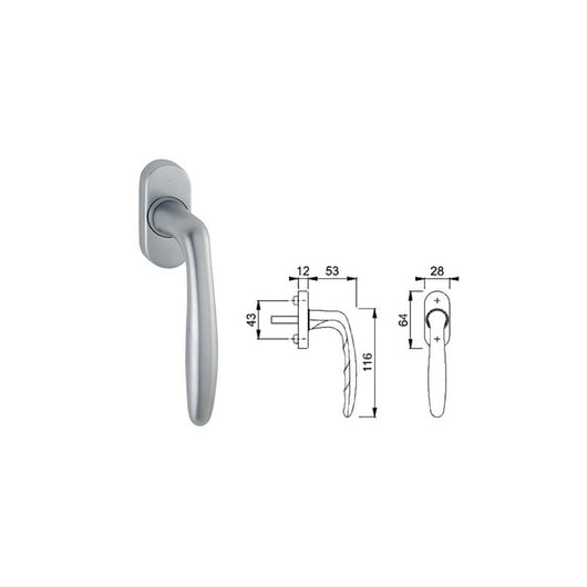 Martellina per finestra – Roissy DK – Cromo satinato, scatto 90°, perno Ø10 mm – Hoppe