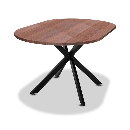 Marui Small - Tavolo da pranzo ovale in legno e metallo con piede centrale Kiso 150x90 cm - legno marrone