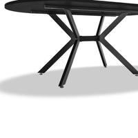 Marui - Table à manger ovale en bois et métal avec pied central Ashi 180x100 cm - noir mat