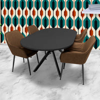 Marui - Table à manger ovale en bois et métal avec pied central Ashi 180x100 cm - noir mat