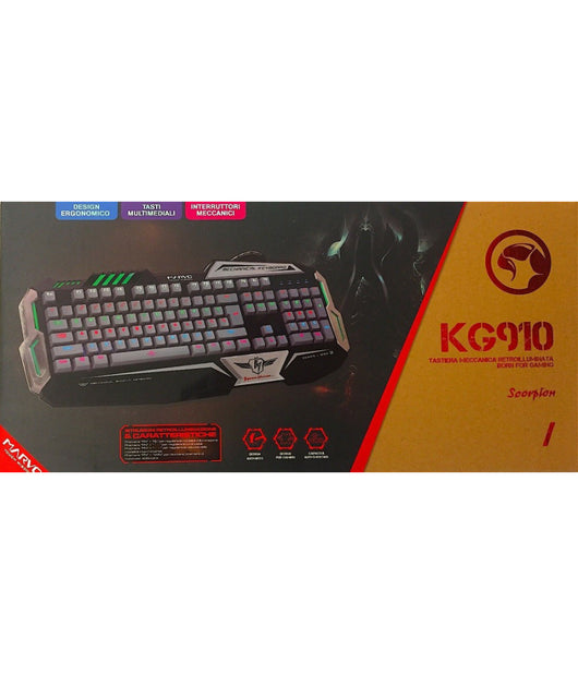 Marvo Scorpion Kg910 Tastiera Gaming Retroilluminata Pc Usb Meccanica Poggiapolsi         