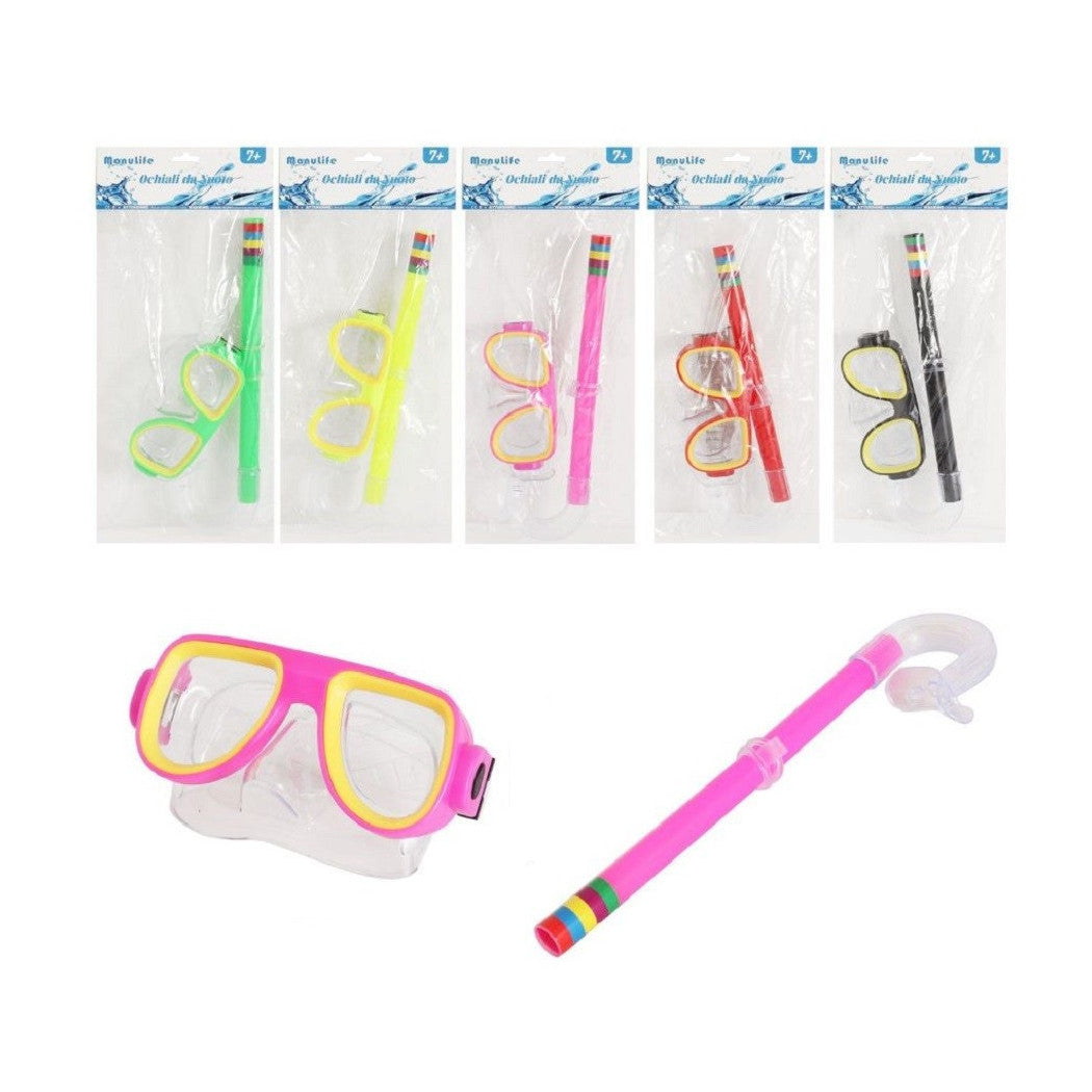 Trade Shop - Maschera Con Boccaglio Mare Nuoto Piscina Estate Sub 16x10cm Colori Vari 605412 -