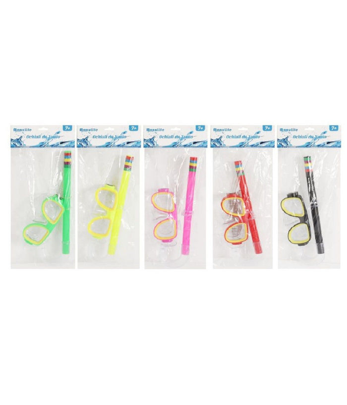 Trade Shop - Maschera Con Boccaglio Mare Nuoto Piscina Estate Sub 16x10cm Colori Vari 605412 -