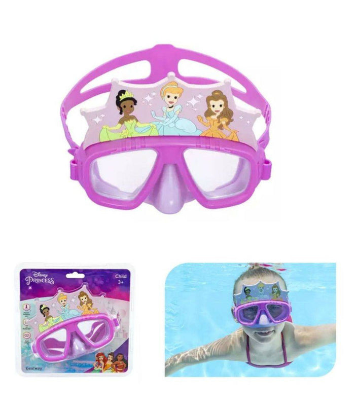 Maschera Disney Principesse Per Bambini Regolabili Nuoto Piscina Mare Estate         