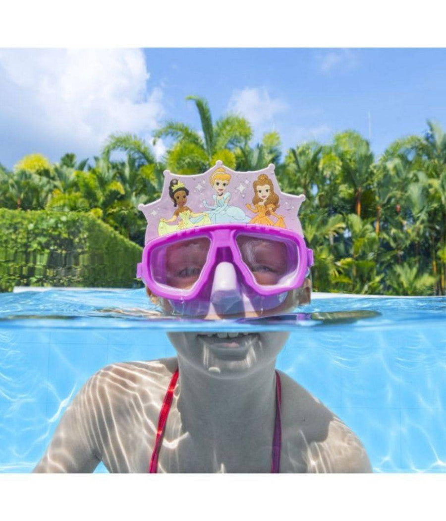 Maschera Disney Principesse Per Bambini Regolabili Nuoto Piscina Mare Estate         