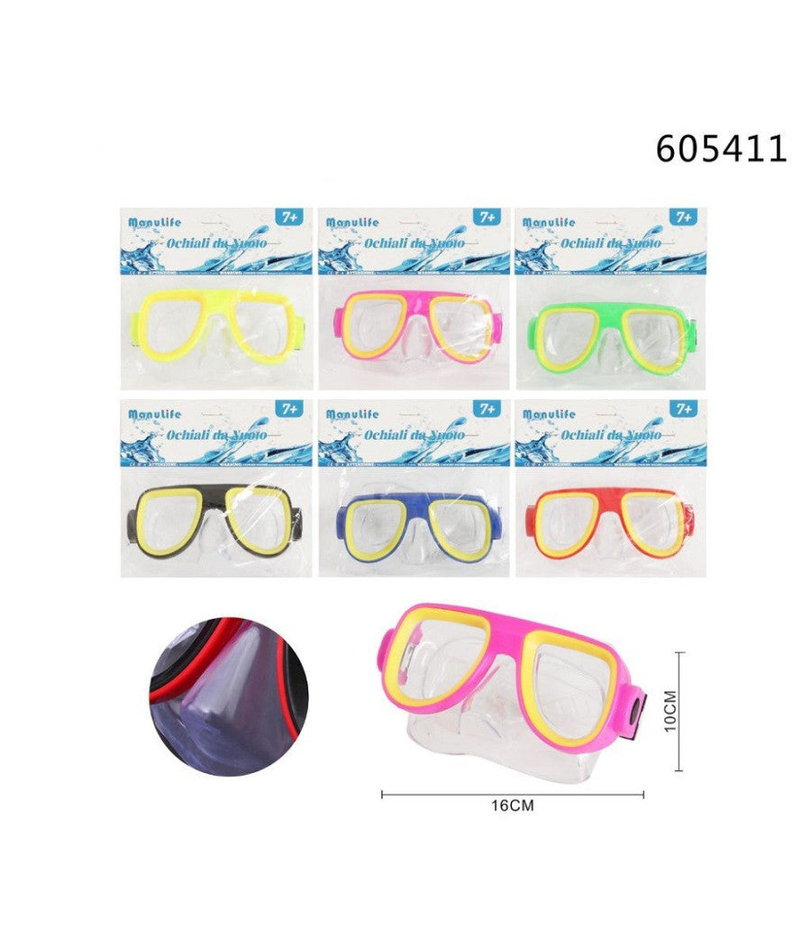 Trade Shop - Maschera Nuoto Immersioni Mare Piscina Estate Bambini 16x10cm Vari Colori 605411 -