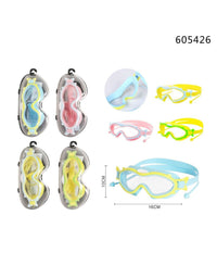 Trade Shop - Maschera Occhialini Con Tappi Da Nuoto Piscina Estate 16x10cm Vari Colori 605426 -