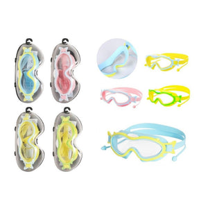 Trade Shop - Maschera Occhialini Con Tappi Da Nuoto Piscina Estate 16x10cm Vari Colori 605426 -