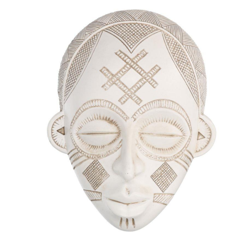Maschera resina bianco uomo africano cm 16x20,5x8