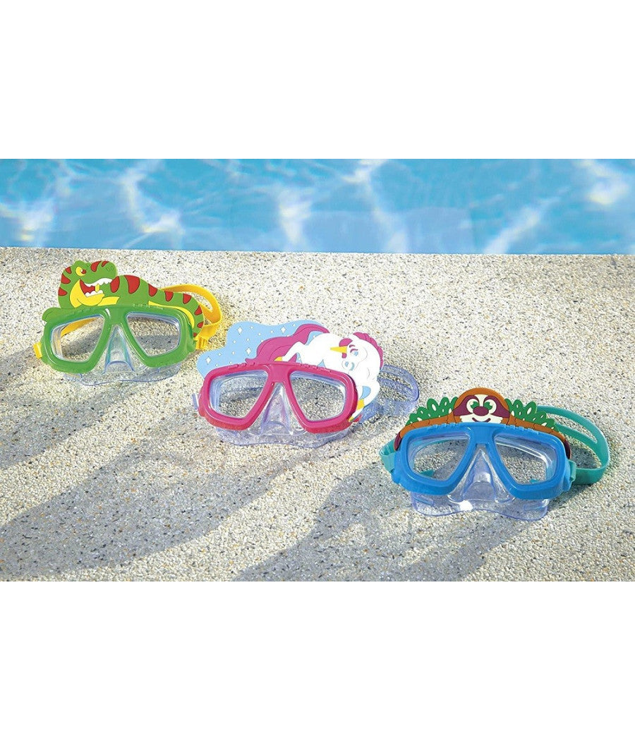 Trade Shop - Maschera Subacquea Per Bambini Con Animaletti 3+ Anni 3 Fantasie Assortite 22064 -
