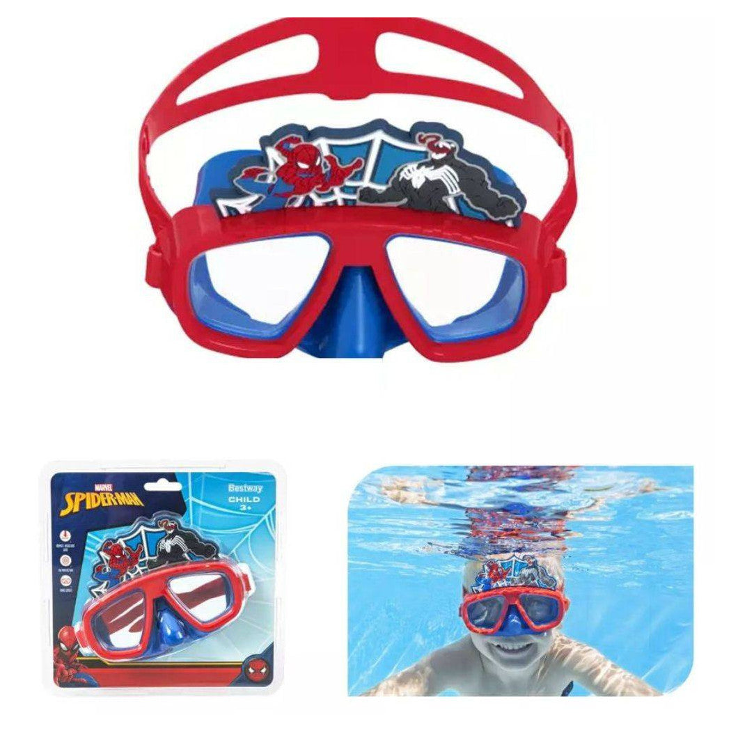 Trade Shop - Maschera Subacquea Spiderman Per Bambini Regolabili Nuoto Piscina Mare Estate 3+ -