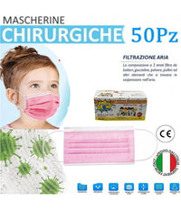 Mascherine Chirurgiche Per Bambine Monouso In Tnt 3 Strati Protettivi Viso 50pz         