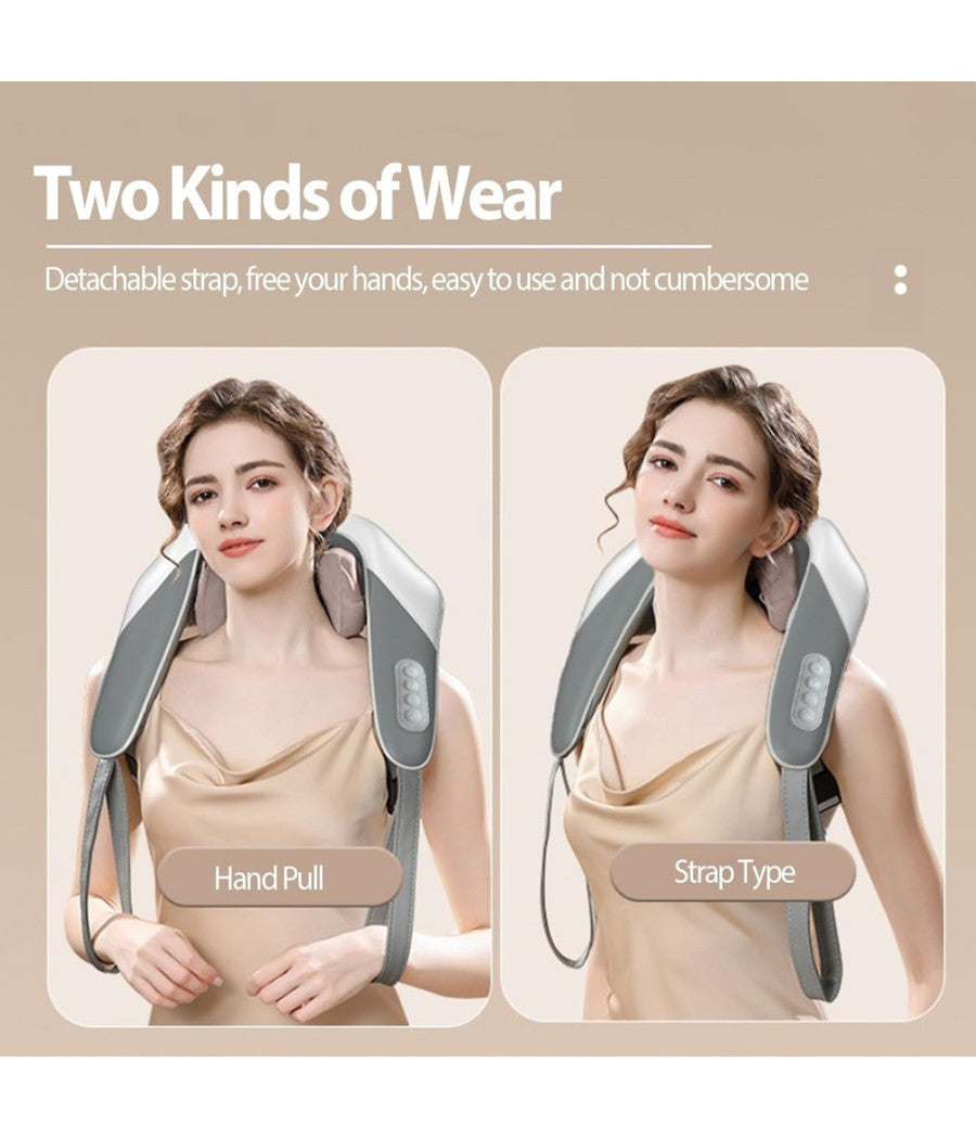 Massaggiatore Per Collo Schiena Spalle Gambe Calore Massaggiante Ricaricabile 5d         