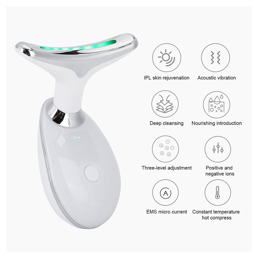 Trade Shop - Massaggiatore Viso Collo Fronte Dispositivo Facciale Ricaricabile 3 Modalità Usb         