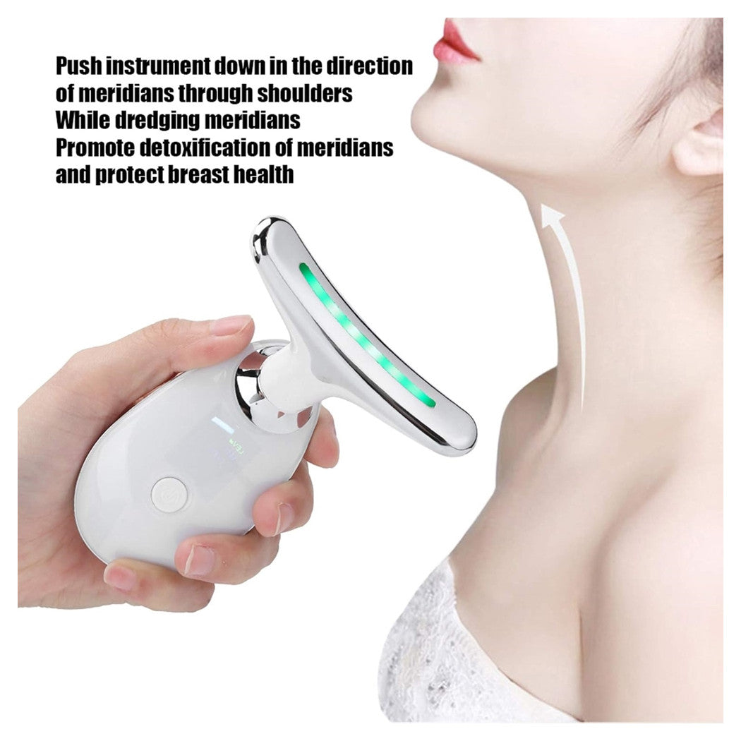 Trade Shop - Massaggiatore Viso Collo Fronte Dispositivo Facciale Ricaricabile 3 Modalità Usb         