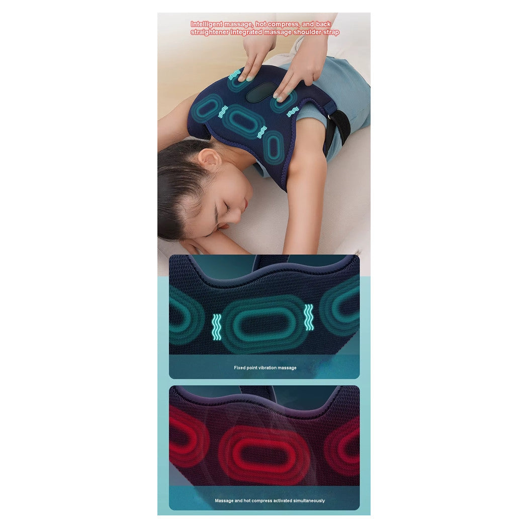 Trade Shop - Massaggiatore Wireless Riscaldante Per Schiena Spalle 3 Livelli Sollievo Dolore         