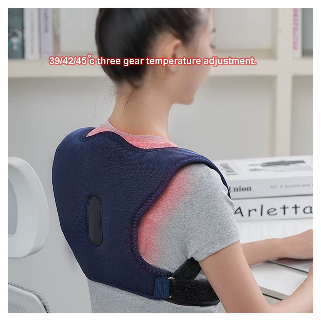 Trade Shop - Massaggiatore Wireless Riscaldante Per Schiena Spalle 3 Livelli Sollievo Dolore         