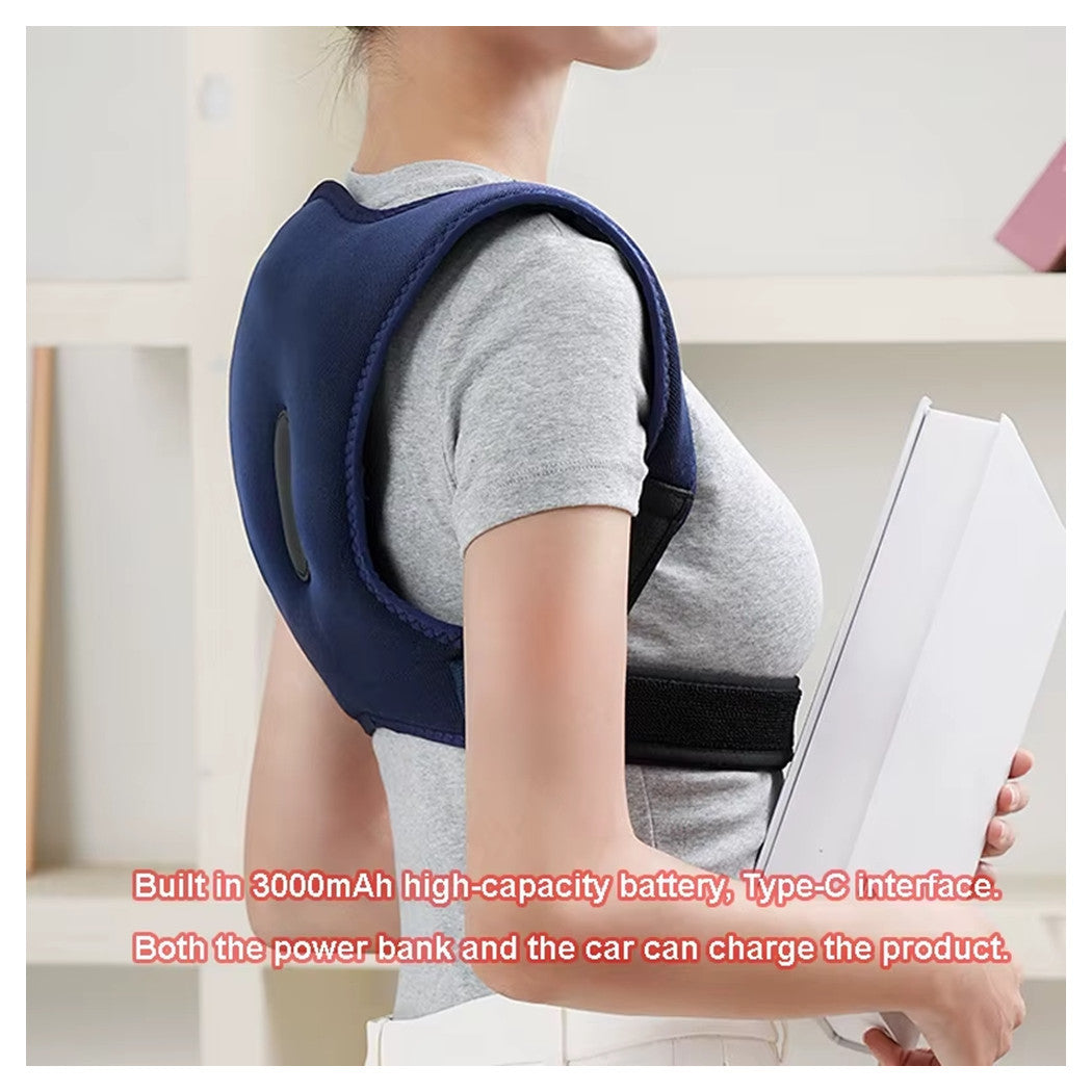 Trade Shop - Massaggiatore Wireless Riscaldante Per Schiena Spalle 3 Livelli Sollievo Dolore         