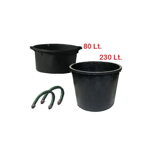 Mastellone in plastica 230L nero – ICS P150230 – Contenitore capiente per uso agricolo e alimentare