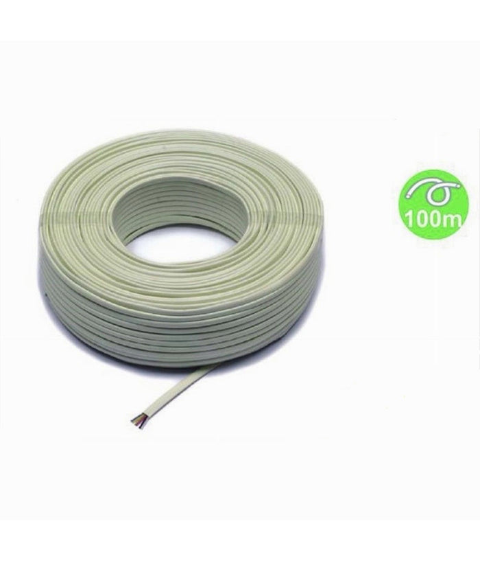 Matassa 100 Metri Cavo Telefonico 6c Piatto Con Rivestimento Colore Avorio 31430         