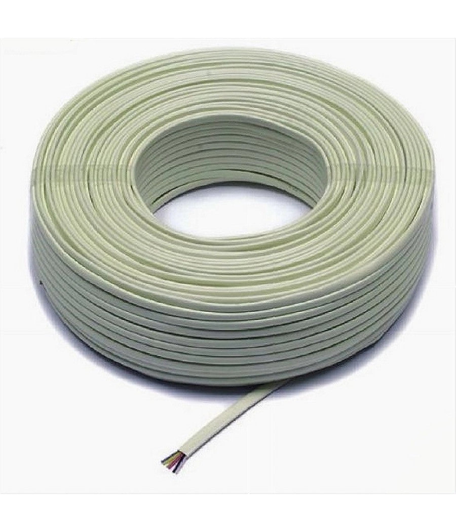 Matassa Da 100mt Cavo Telefonico 4c Piatto Con Rivestimento Colore Avorio 31424         