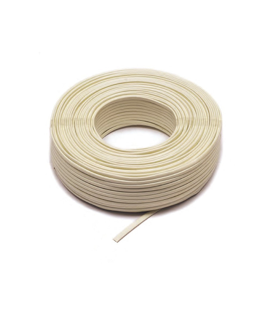 Matassa Da 100mt Cavo Telefonico 4c Piatto Con Rivestimento Colore Avorio 31424         