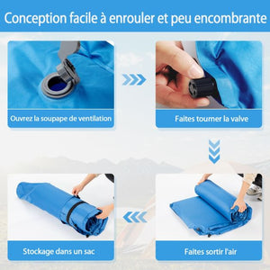 Materasso da campeggio autogonfiabile per 2 persone con 2 cuscini 187 x 131 x 4 cm e borsa portatile in PVC impermeabile per escursionismo blu 20_0008852