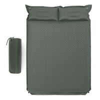 Materassino da campeggio autogonfiabile per 2 persone con 2 cuscini 187 x 131 x 4 cm e borsa portatile in PVC impermeabile per escursionismo verde 20_0008853