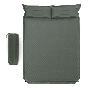 Materassino da campeggio autogonfiabile per 2 persone con 2 cuscini 187 x 131 x 4 cm e borsa portatile in PVC impermeabile per escursionismo verde 20_0008853