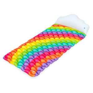 Trade Shop - Materassino Arrotolabile Fashion Rainbow Dreams Arcobaleno Con Cuscino Forma Nuvola 44107 -