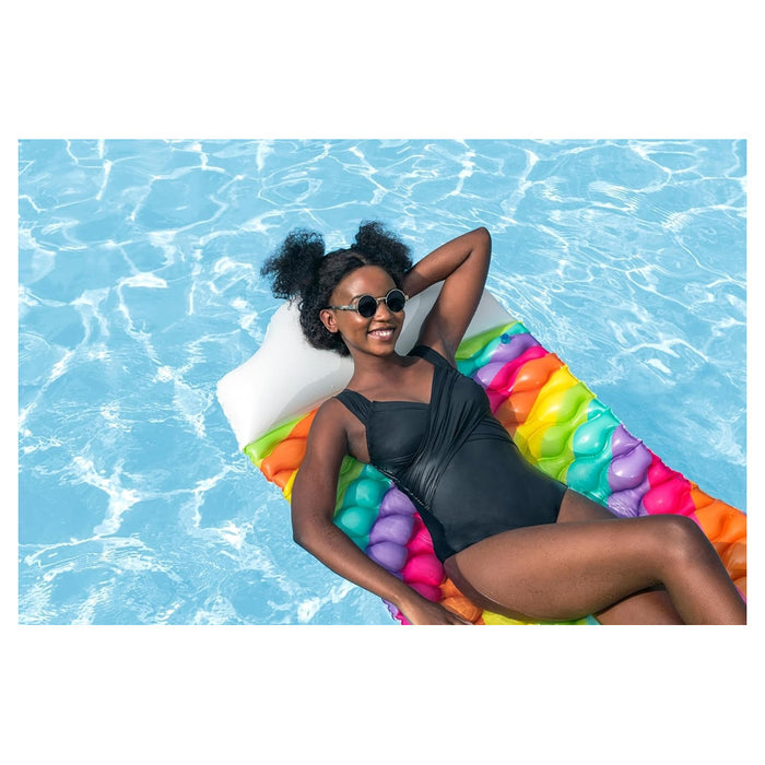 Trade Shop - Materassino Arrotolabile Fashion Rainbow Dreams Arcobaleno Con Cuscino Forma Nuvola 44107 -